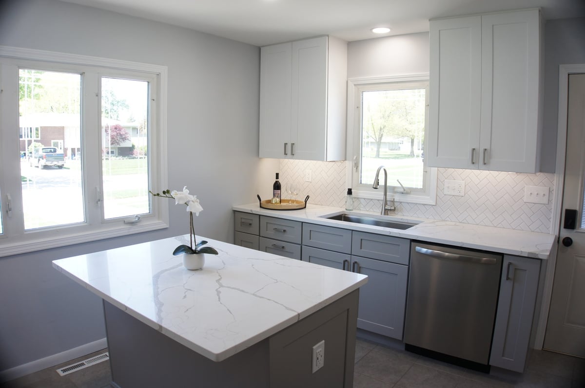 Modern kitchen with shaker cabinets and large island for Kitchen Remodel in Munster.